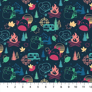 Northcott - Happy Campers: Original Squishmallows - Night, Dark Blue