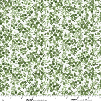 Studio E - Bar Harbor - Ditsy Floral Vine, Sea Salt/Green