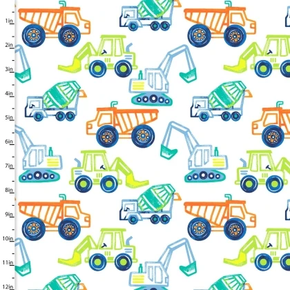 3 Wishes - Dump, Dig & Rumble Flannel - Mighty Machines, White