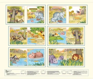 Blank Quilting - Story Time II - 36" Savanna Scene Book Panel, Cream