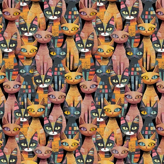 Timeless Treasures - Feline Folk - Packed Cats, Multi