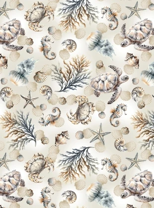 Benartex Kanvas - Coastal Escape - Marine Life, Neutral