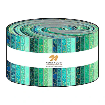 Northcott - Shimmer Basics - 2½" x 44" Strip Roll, Lagoon Peacock