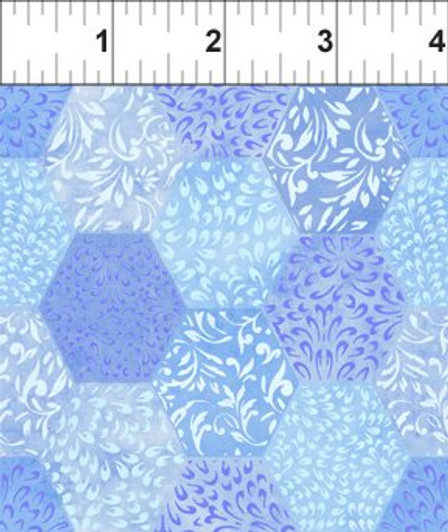 In The Beginning Fabric - Ajisai - Hexagons, Light Blue