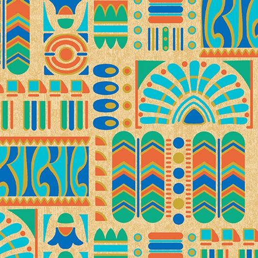 Andover - Downton Abby - The Egyptian Collection - Motifs, Tan With Metallic Accents
