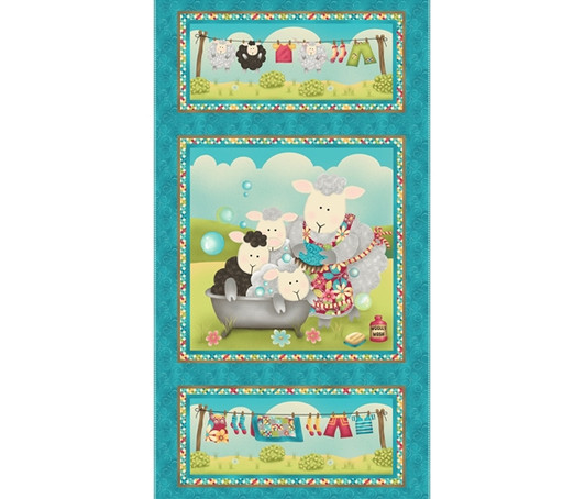 Henry Glass - Splish Splash - 24" Sheep Panel, Teal