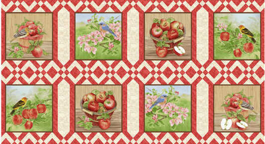 Henry Glass - Apple Festival - 24" Panel - 8"x 8" Blocks, Cream