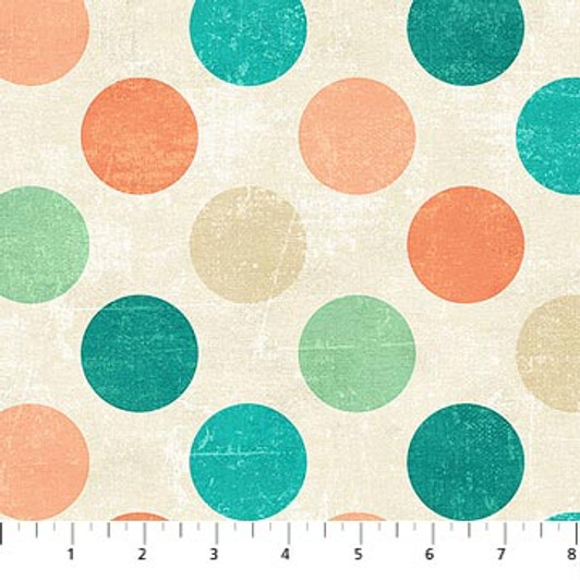 Northcott - Spot On, Cream/Teal