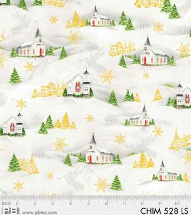P&B Textiles - Christmas Chimes Churches - Light Grey