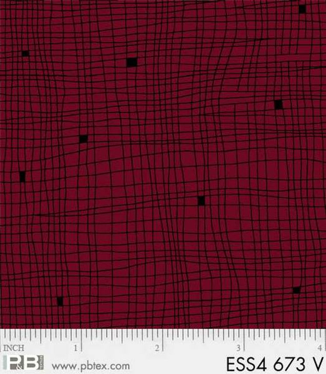 P&B Textiles - Bear Essentials 4 - Grid, Burgundy