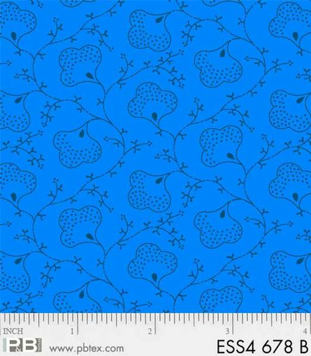 P&B Textiles - Bear Essentials 4 - Scroll Flower, Blue