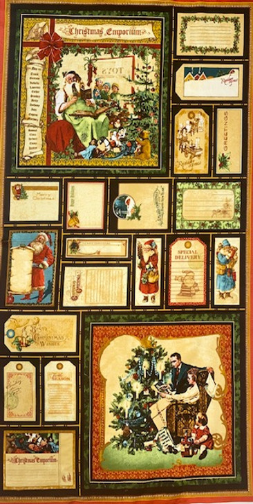 Wilmington Prints - Christmas Emporium - 24" Panel, Black