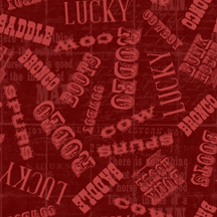 Wilmington Prints - Ironwood Ranch - Words, Red