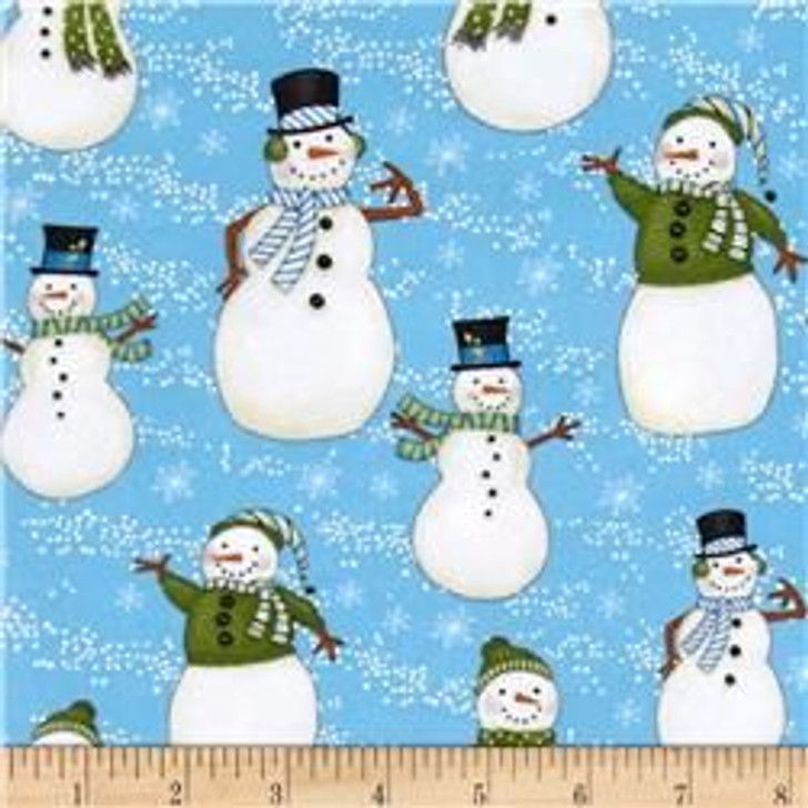 Wilmington Prints - Snow Buddies Flannel - Snowmen Allover, Blue