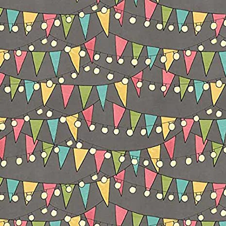 Wilmington Prints - On The Road Again - Bunting & Lights, Gray