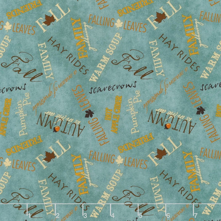 Wilmington Prints - Colors Of Fall - Tossed Words, Teal