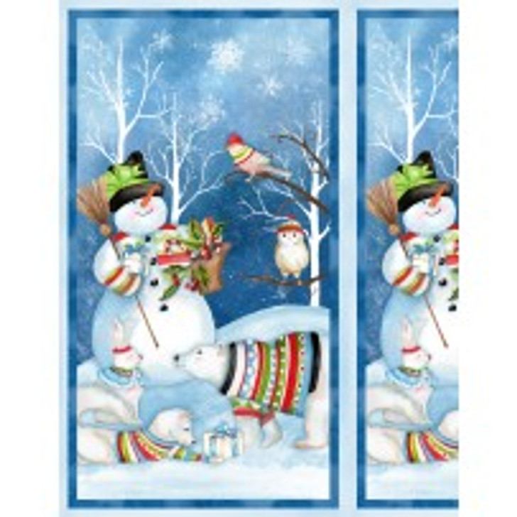 Wilmington Prints - Snow Friends - 24" Snowmen Panel, Blue