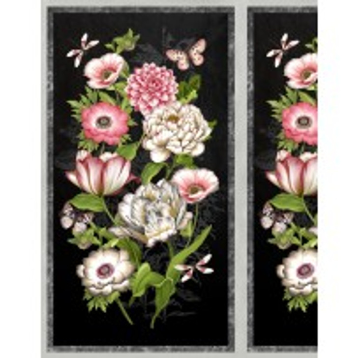 Wilmington Prints - Tivoli Garden - 24" Panel, Black