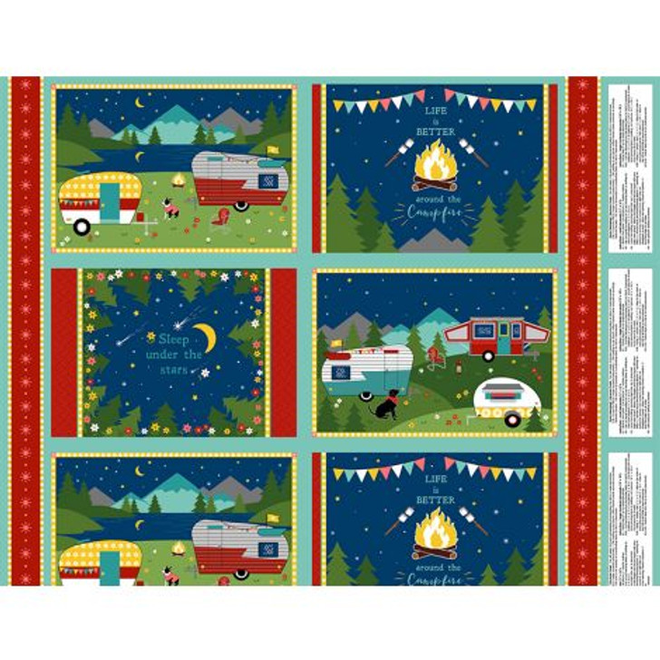 Wilmington Prints - Gone Glamping - Place Mat Panel, Multi