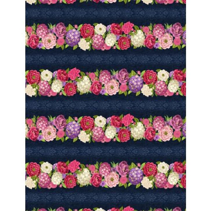 Wilmington Prints - Floral Serenade - Repeating Stripe, Multi