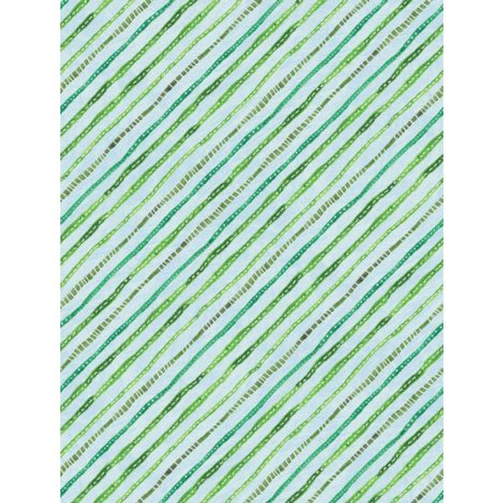 Wilmington Prints - Floral Flight - Ticking Stripe, Teal