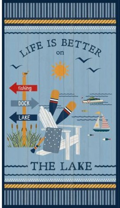 Wilmington Prints - Lake Life - 24" Panel, Lt Blue