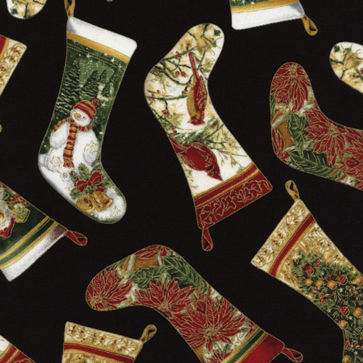 Timeless Treasures - Holiday - Stockings, Black