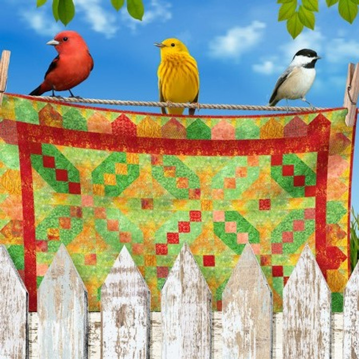 Timeless Treasures - Birds - Digital  Birds on Quilt 11" Stripe, Multi