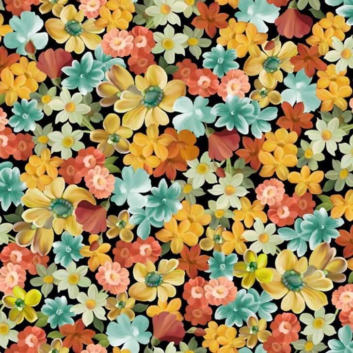 Quilting Treasures - Les Fleurs - Packed Flowers, Multi