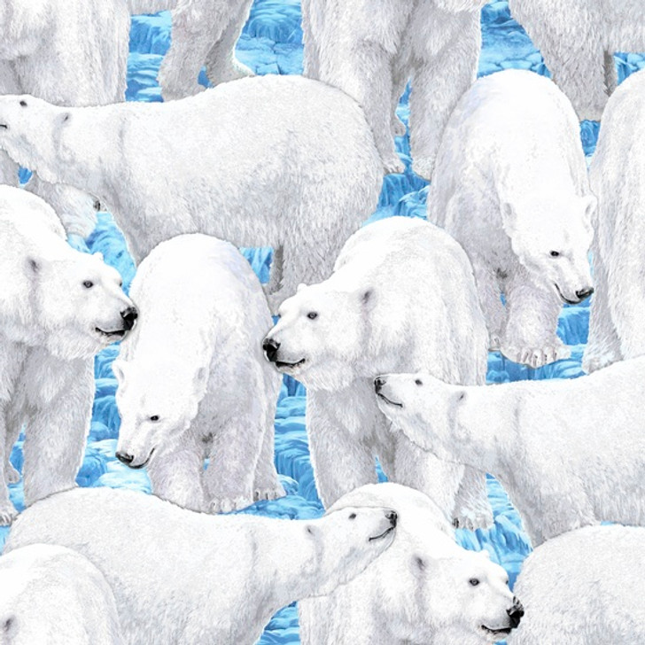Quilting Treasures - Northern Lights - Polar Bears, Blue