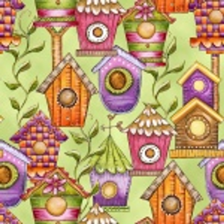 Blank Quilting - Garden Glory - Birdhouses, Light Green