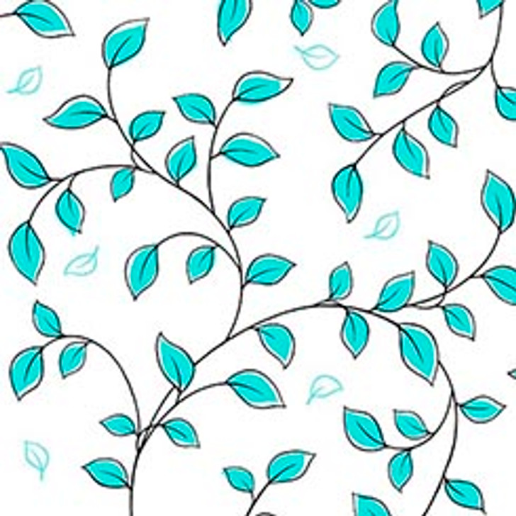 Quilting Treasures - Not your Garden Variety - Leaf Vine, Aqua