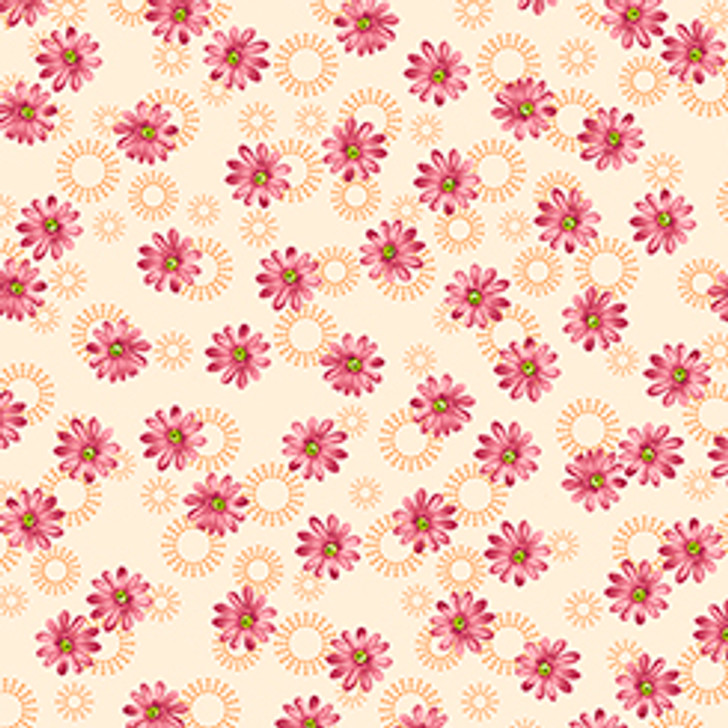 Quilting Treasures - Sophia - Pink Daisy, Cream