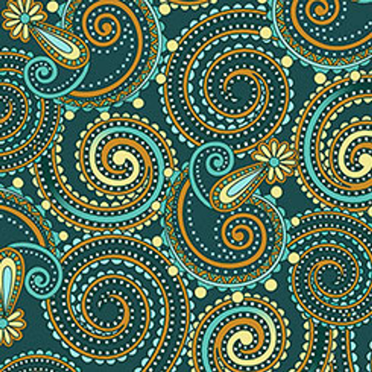 Quilting Treasures - Portofino - Paisley, Teal