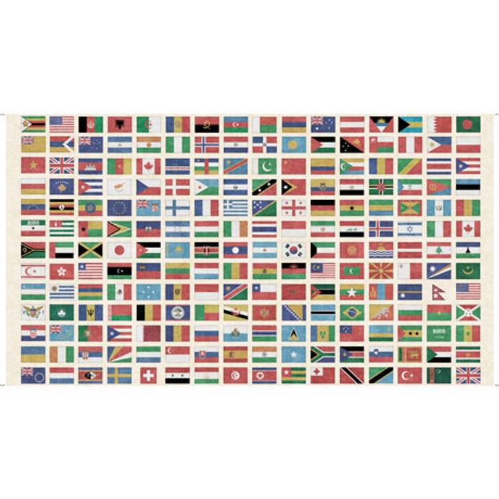 Quilting Treasures - Wanderlust - 24" Panel - Flags of the World, Multi