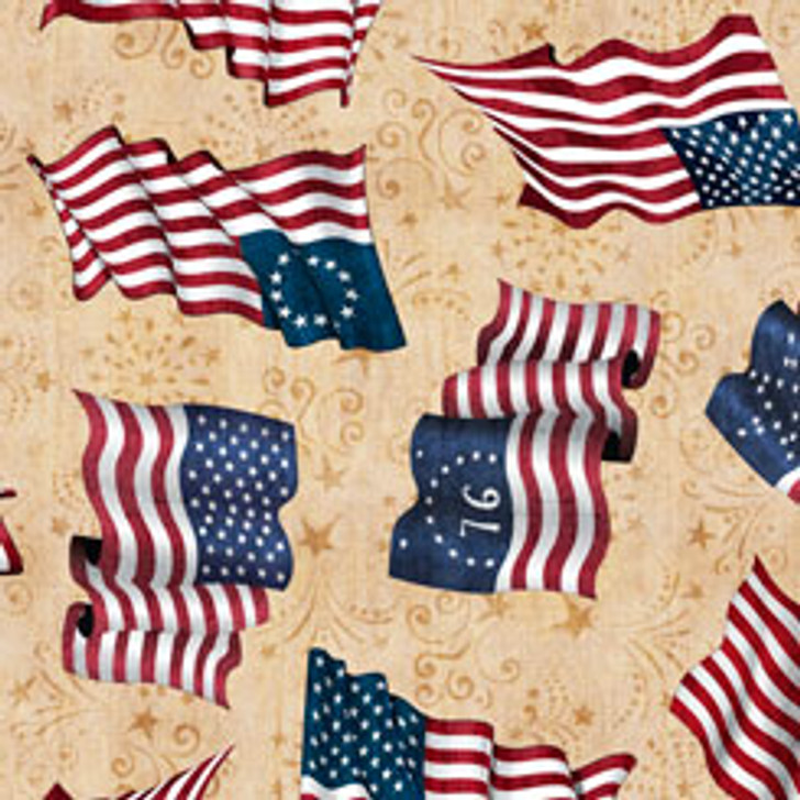 Quilting Treasures - American Pride - Flag Toss, Tan