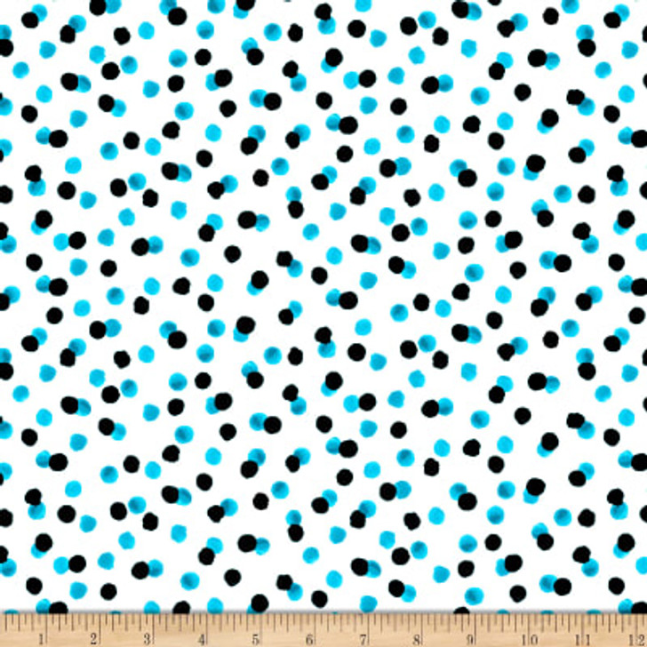 Quilting Treasures - Delilah - Turquoise/Black Dots, White