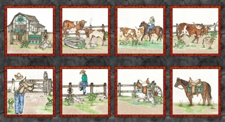 Blank Quilting - Home on the Range - 24" Panel, Ranch Scenes