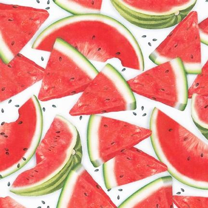 Robert Kaufman - Chow Time - Watermelon Slices, White