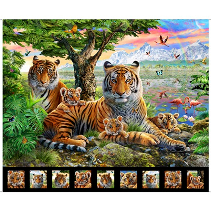 Quilting Treasures - Artworks XIV - 36" Tiger Panel, Multi