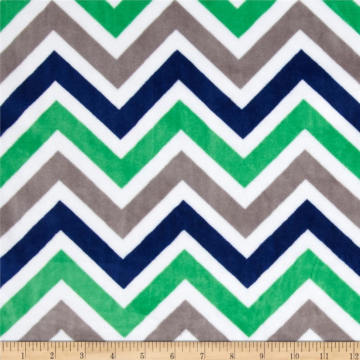 Shannon Fabrics - Cuddle Prints - Chevron, Multi/Dk Teal