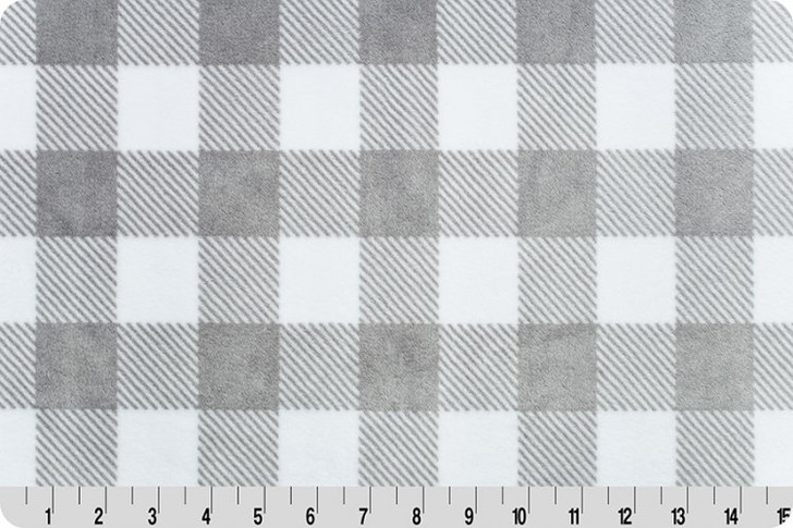 Shannon Fabrics - Cuddle Prints - Buffalo Check, Steel/Snow