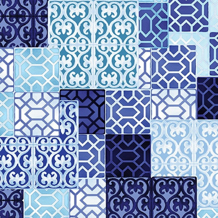 Kanvas Studio - Palermo - Geo Tile, Blue/Teal