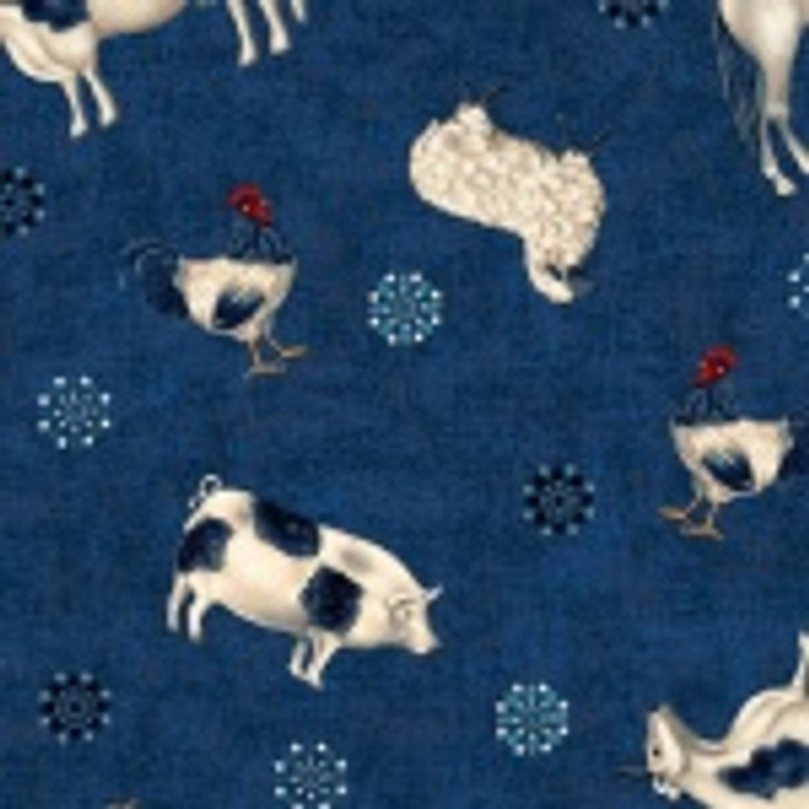 Studio E - Heartland - Tossed Farm Animals, Navy