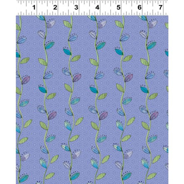 Clothworks - Daisy Dance - Vine Stripe, Periwinkle