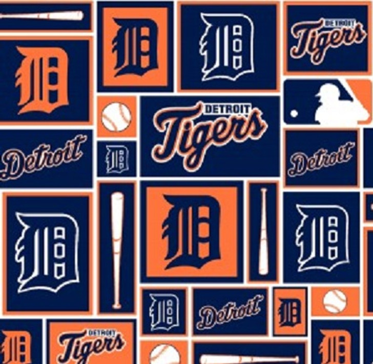Fabric Traditions - MLB - Detroit Tigers Blocks, Orange/Navy