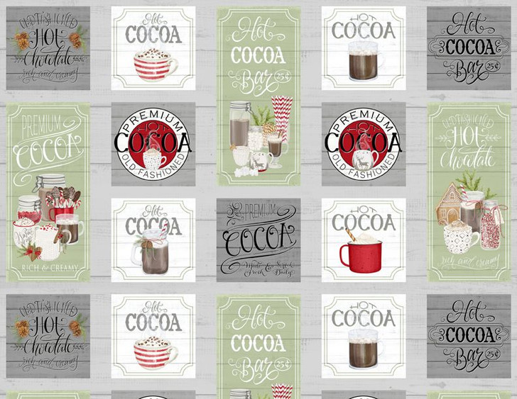 Wilmington Prints - Hot Cocoa Bar - 24" Hot Pad Panel, Grey