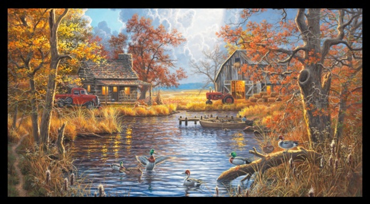 Elizabeth Studio - Good Old Days - 24" Panel - Country Lake Scene, Multi