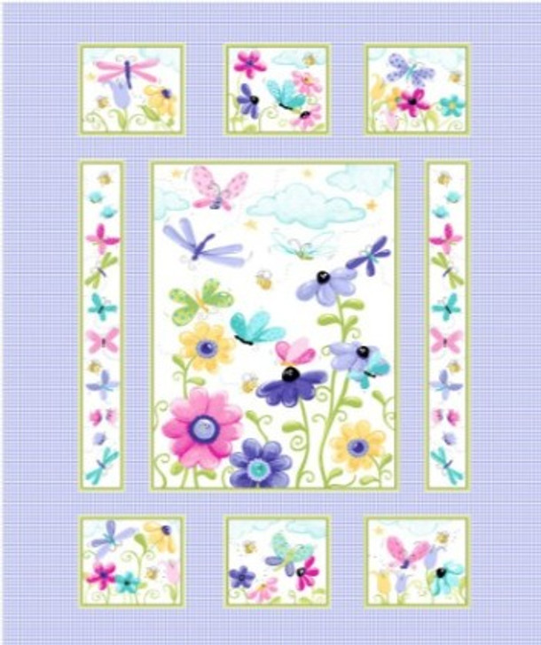Susybee - Flutter The Butterfly - 36" Quilt Panel, Lilac