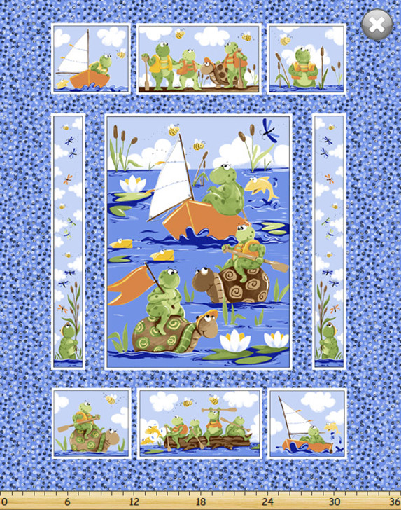 Susybee - Paul & Sheldon - 36" Quilt Panel, Blue